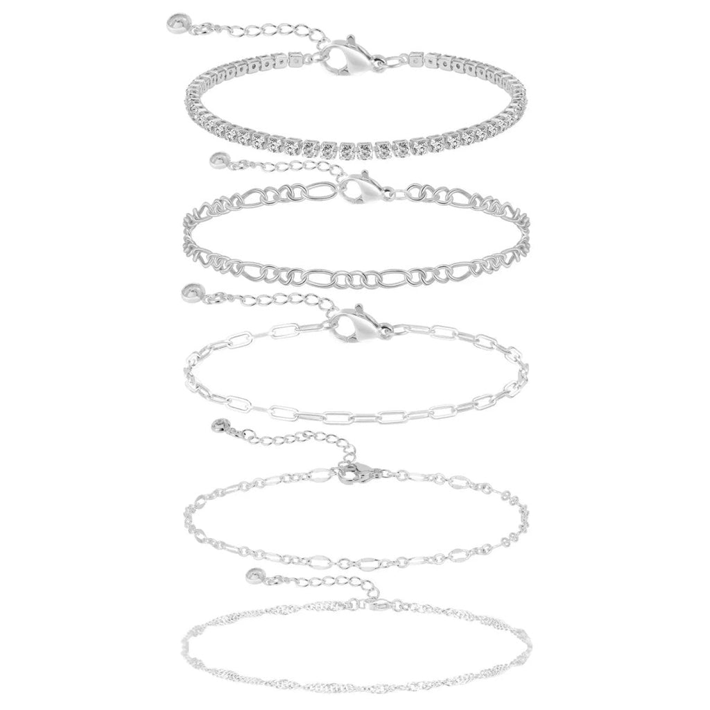 Gosfry 14K Silver Dainty Bracelet Stack - GOSFRY