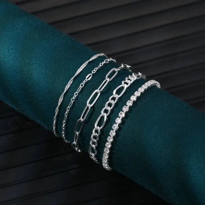 Gosfry 14K Silver Dainty Bracelet Stack - GOSFRY