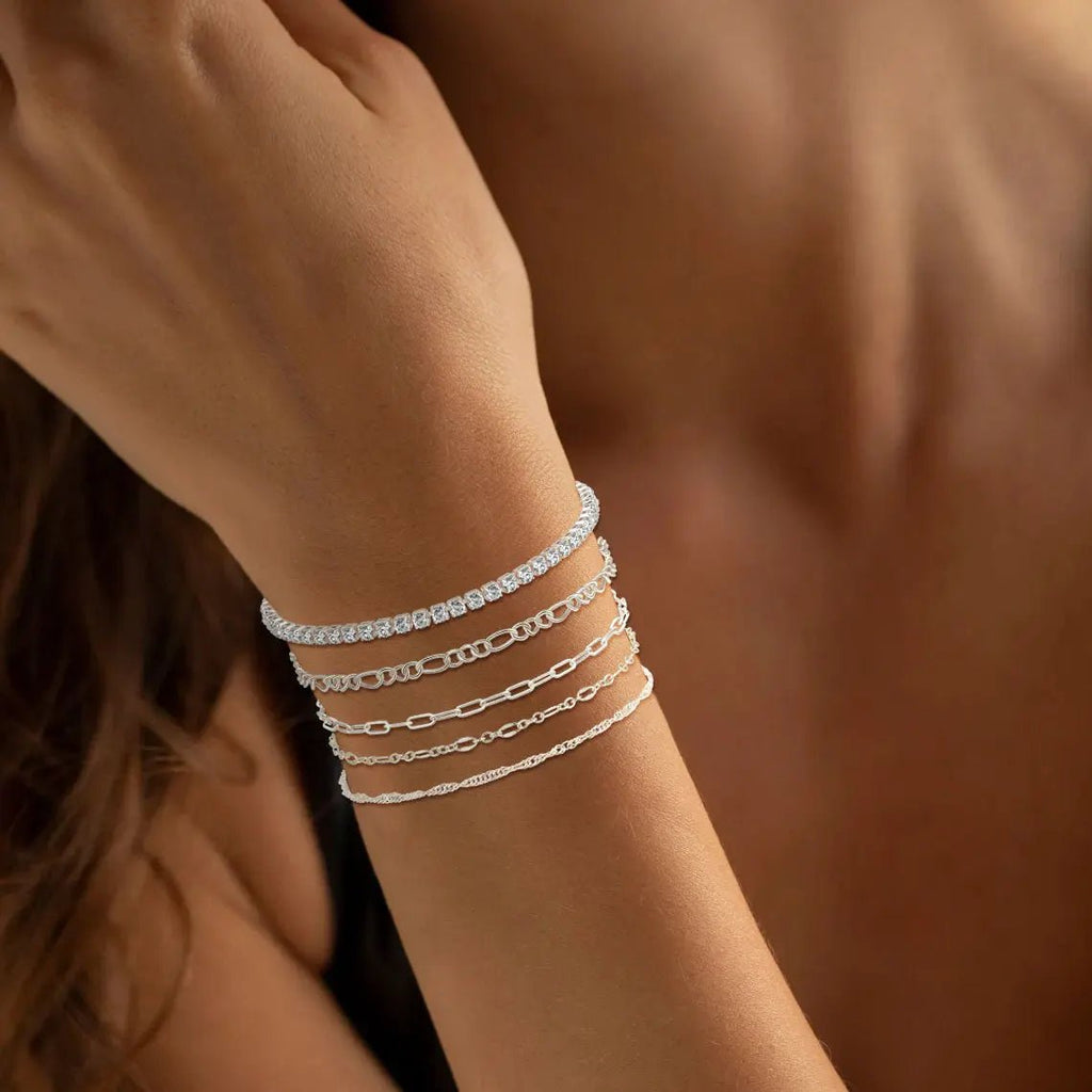 Gosfry 14K Silver Dainty Bracelet Stack - GOSFRY