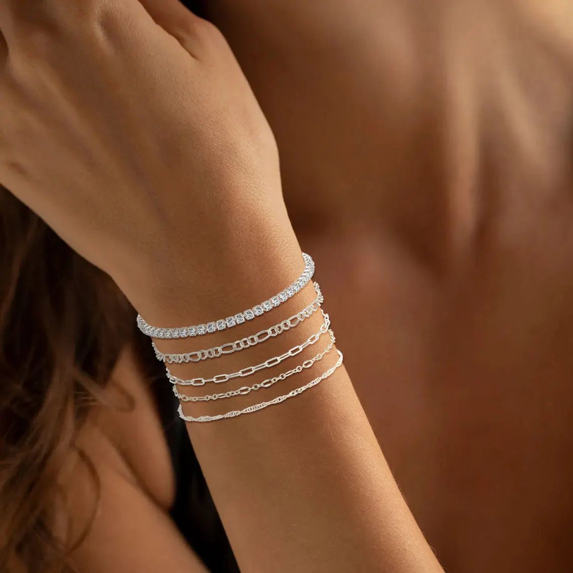 Gosfry 14K Silver Dainty Bracelet Stack - GOSFRY