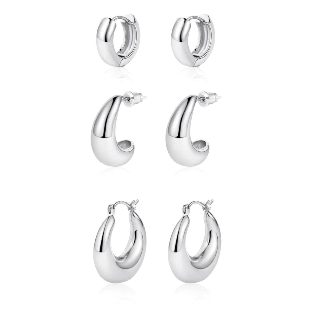 Gosfry 3 Pairs Chunky Hoop Earrings Set - GOSFRY