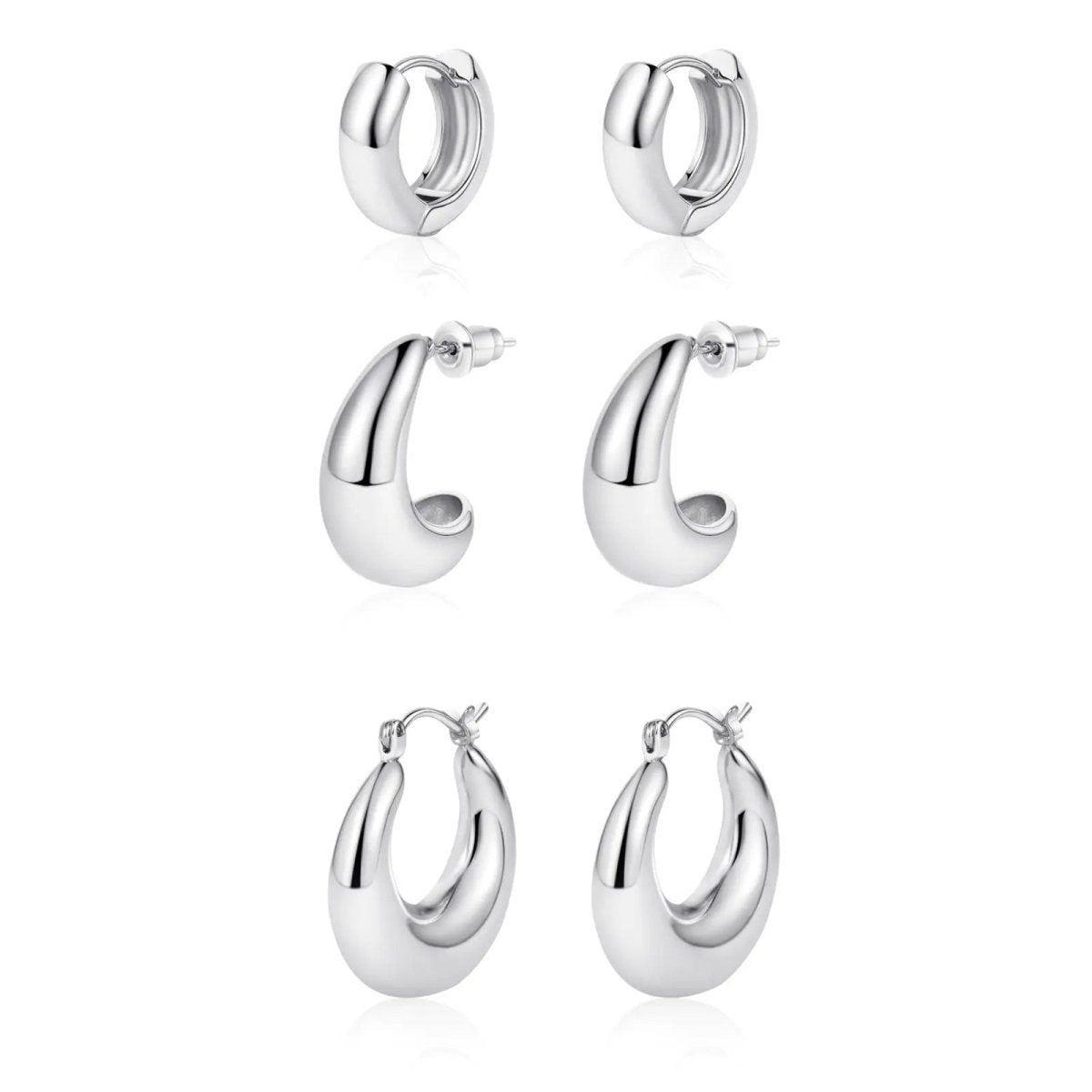 Gosfry 3 Pairs Chunky Hoop Earrings Set - GOSFRY