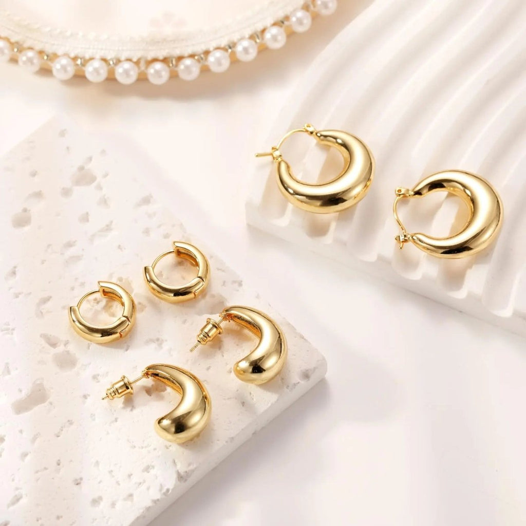 Gosfry 3 Pairs Chunky Hoop Earrings Set - GOSFRY