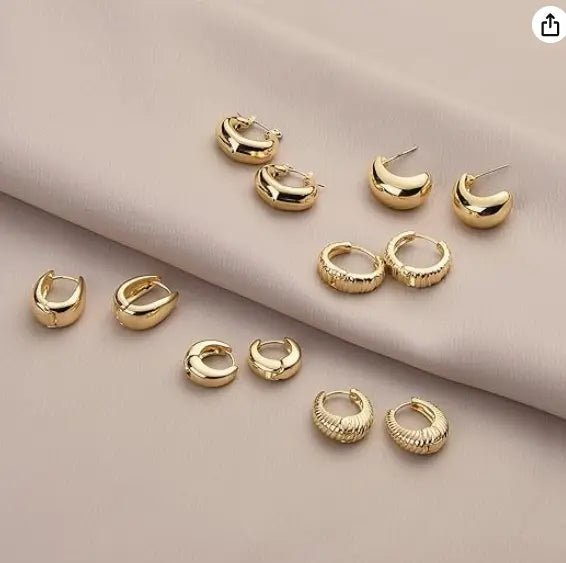 Gosfry 6 Pairs Silver/Gold Hoop Earrings - GOSFRY
