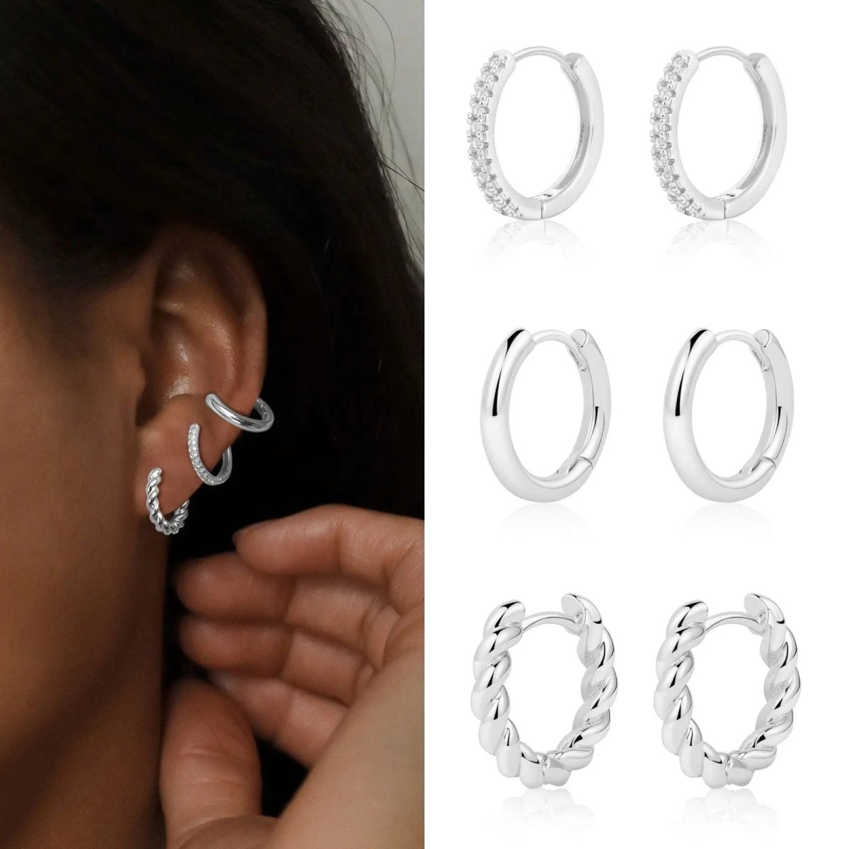 Gosfry 6 Pairs Silver/Gold Hoop Earrings - GOSFRY