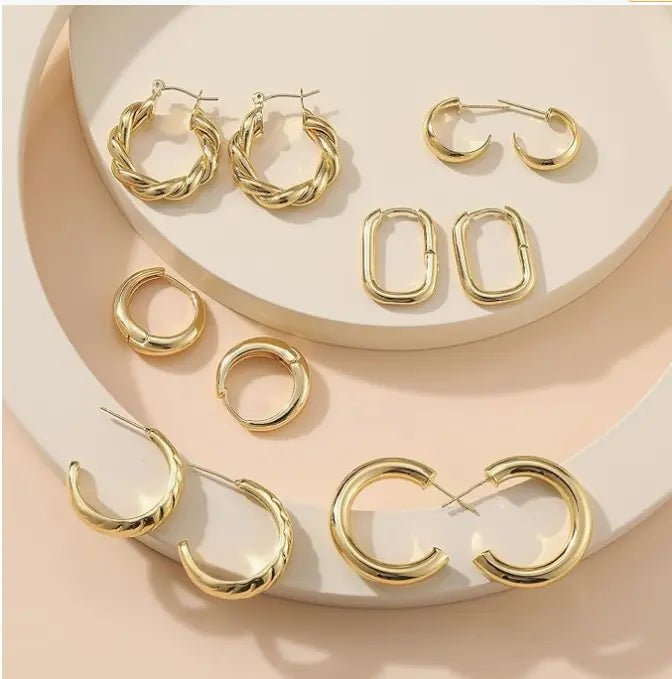 Gosfry 6 Pairs Silver/Gold Hoop Earrings - GOSFRY