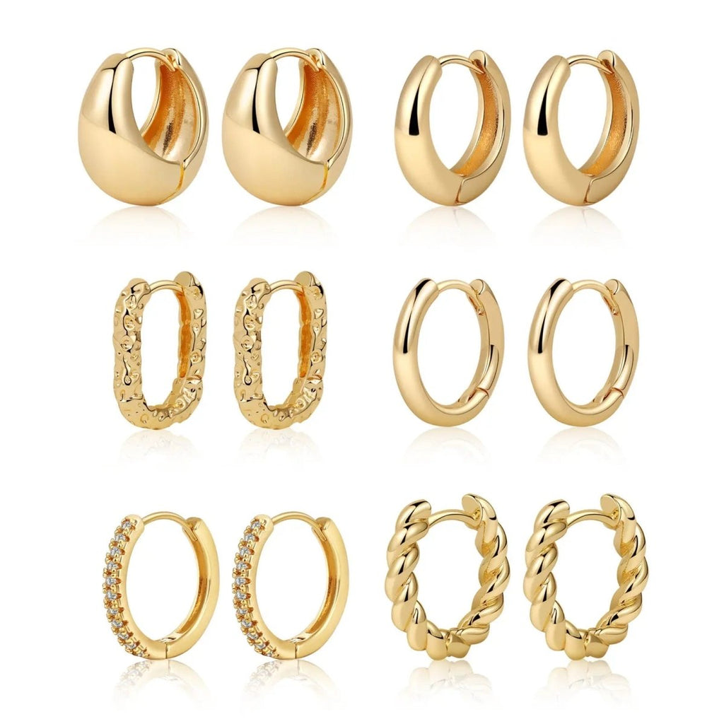 Gosfry 6 Pairs Silver/Gold Hoop Earrings - GOSFRY