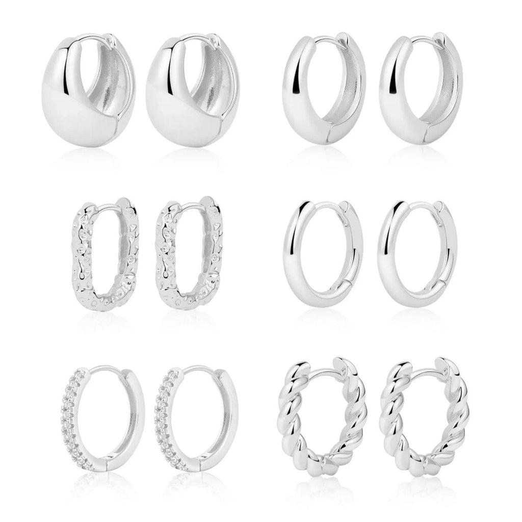 Gosfry 6 Pairs Silver/Gold Hoop Earrings - GOSFRY