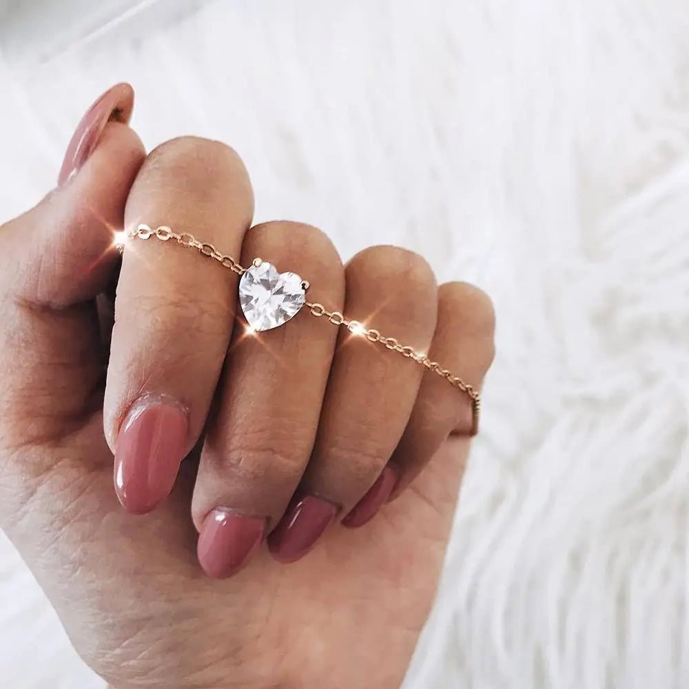 Gosfry Big Heart CZ Gold Necklaces - GOSFRY