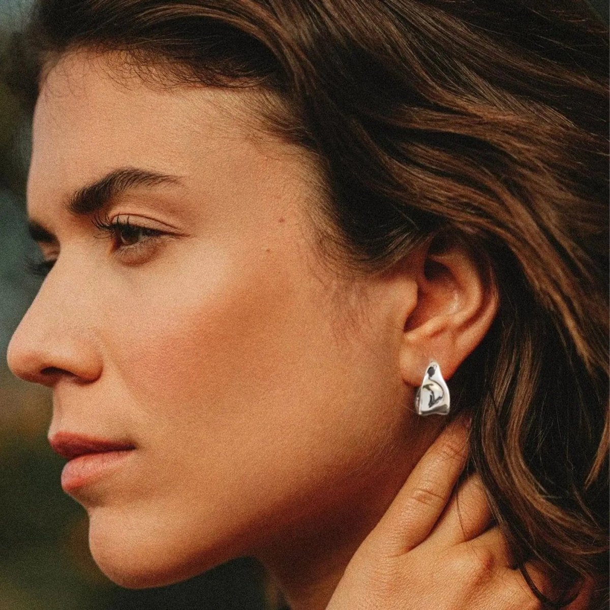 Gosfry Chunky Silver Geometric Stud Earrings - GOSFRY