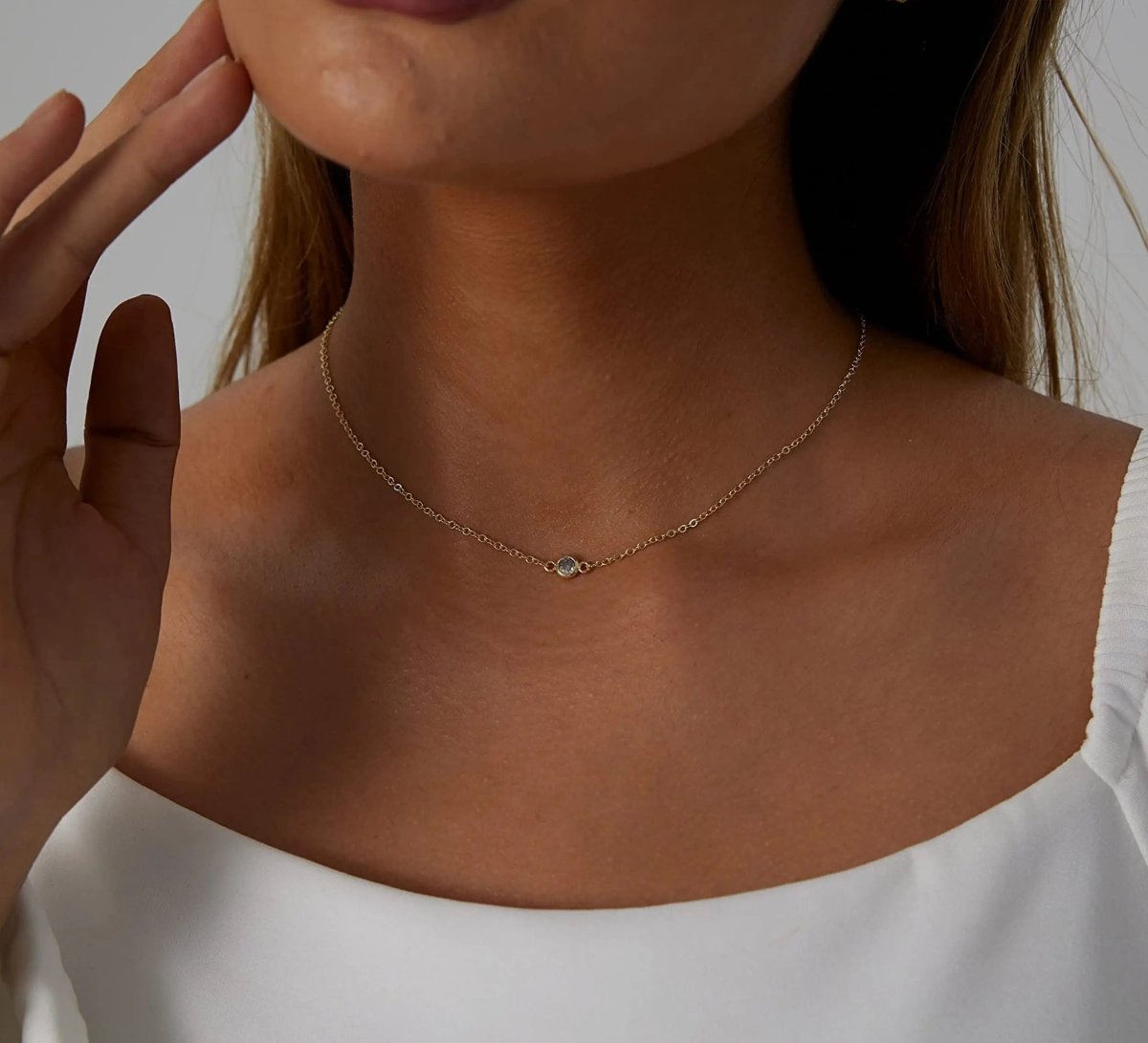 Gosfry Cubic Zirconia Dainty Gold Necklaces - GOSFRY