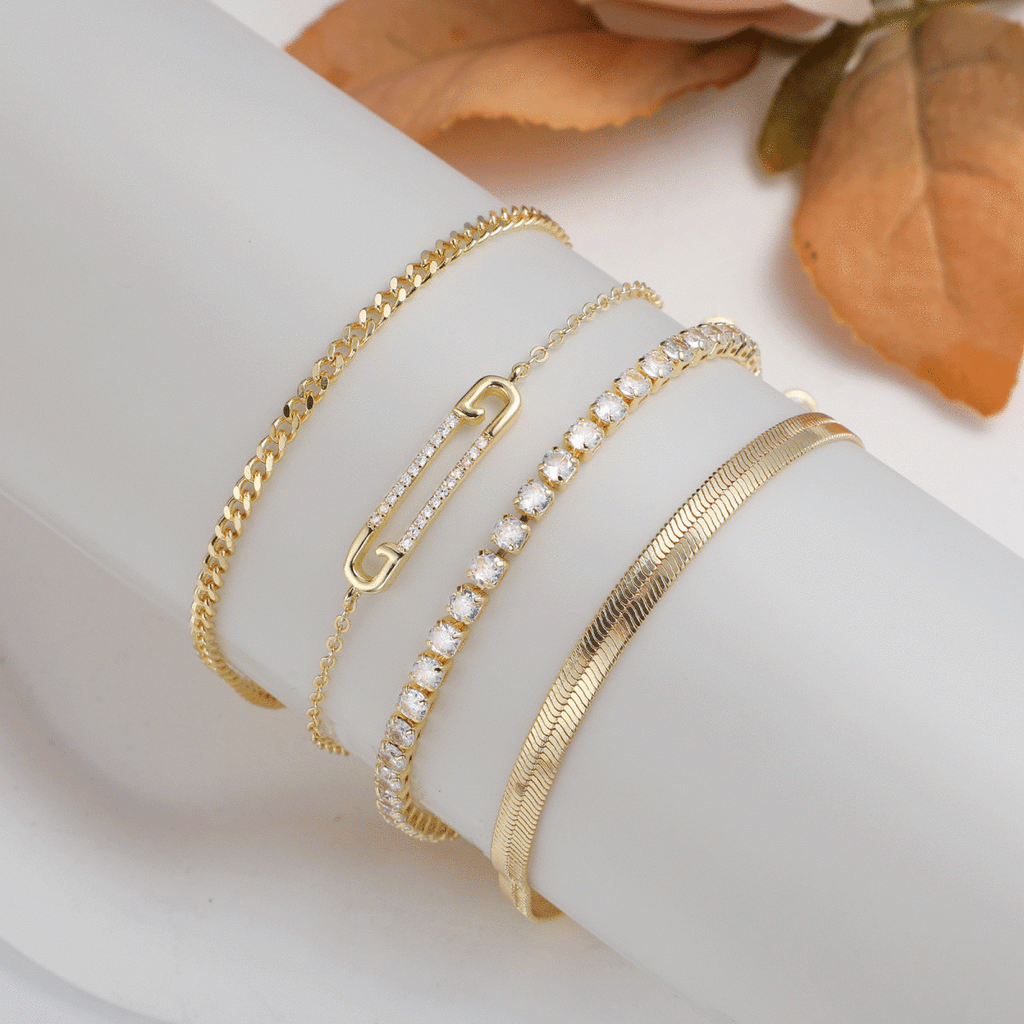 Gosfry Dainty CZ Gold Bracelets - GOSFRY