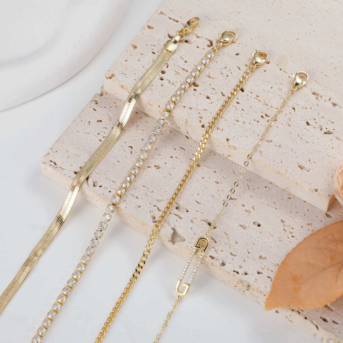 Gosfry Dainty CZ Gold Bracelets - GOSFRY