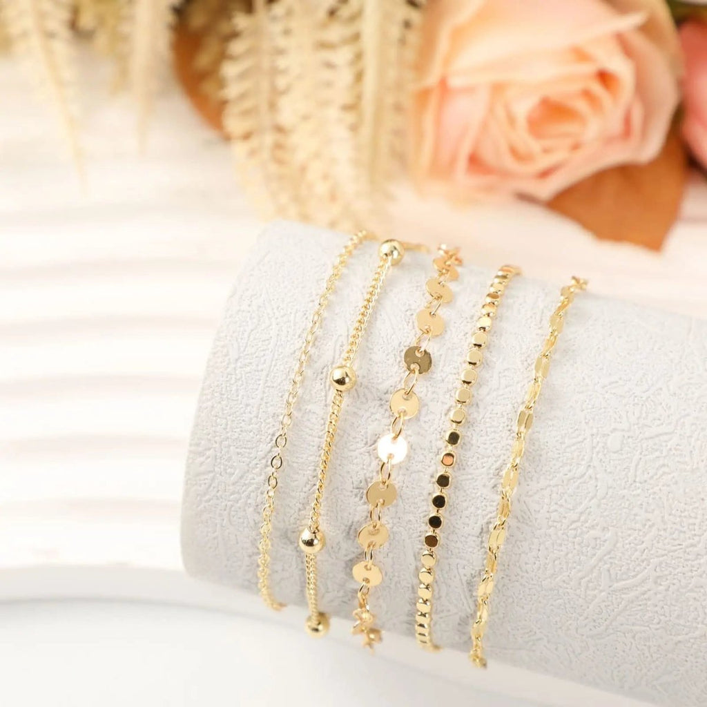 Gosfry Dainty Gold 5 Layer Dot Bracelets - GOSFRY