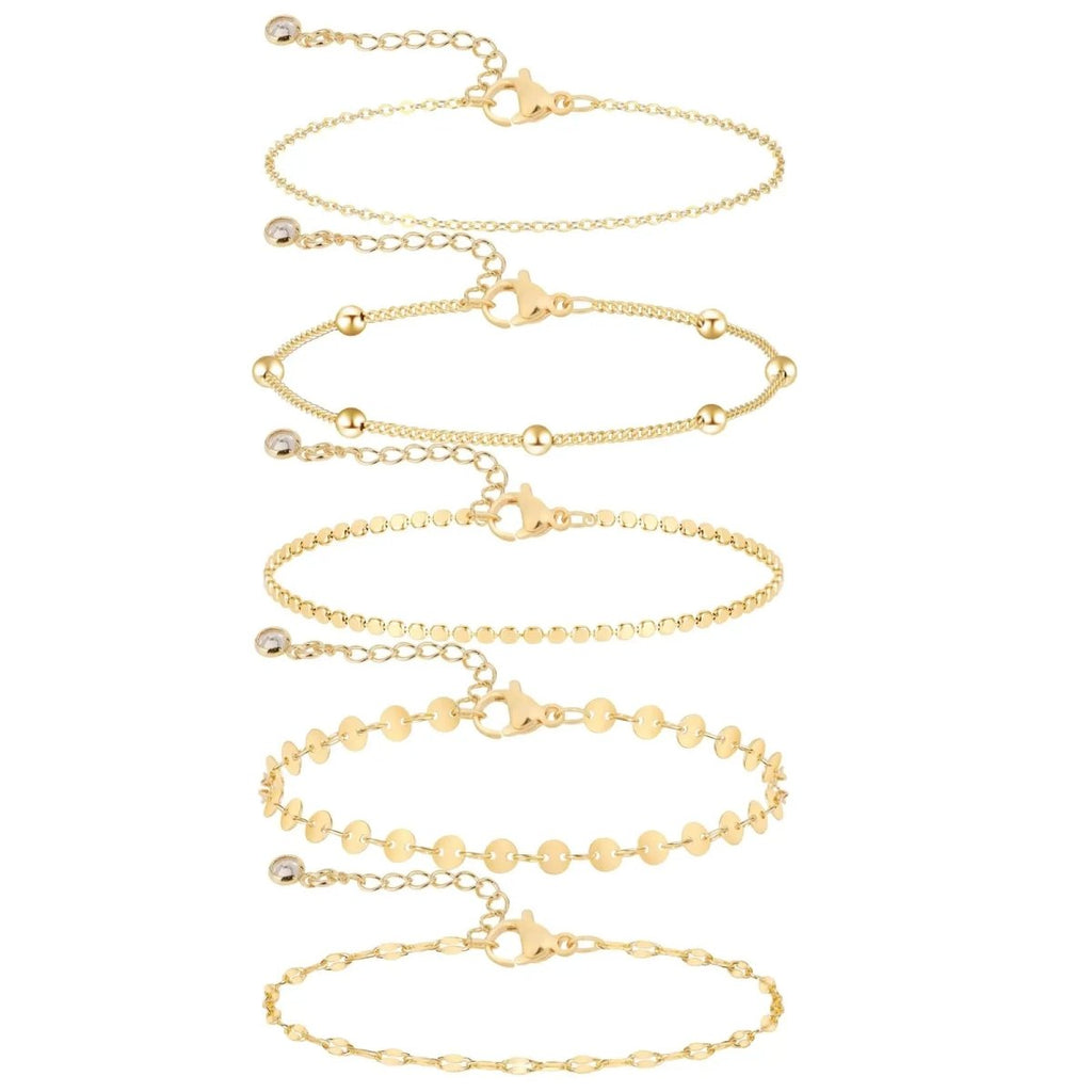 Gosfry Dainty Gold 5 Layer Dot Bracelets - GOSFRY