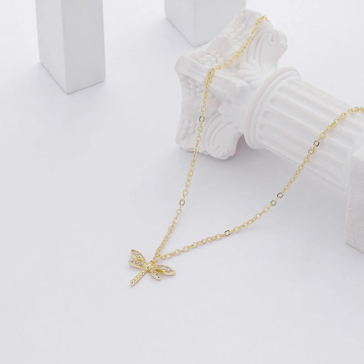 Gosfry Dainty Gold CZ Dragonfly Necklaces - GOSFRY