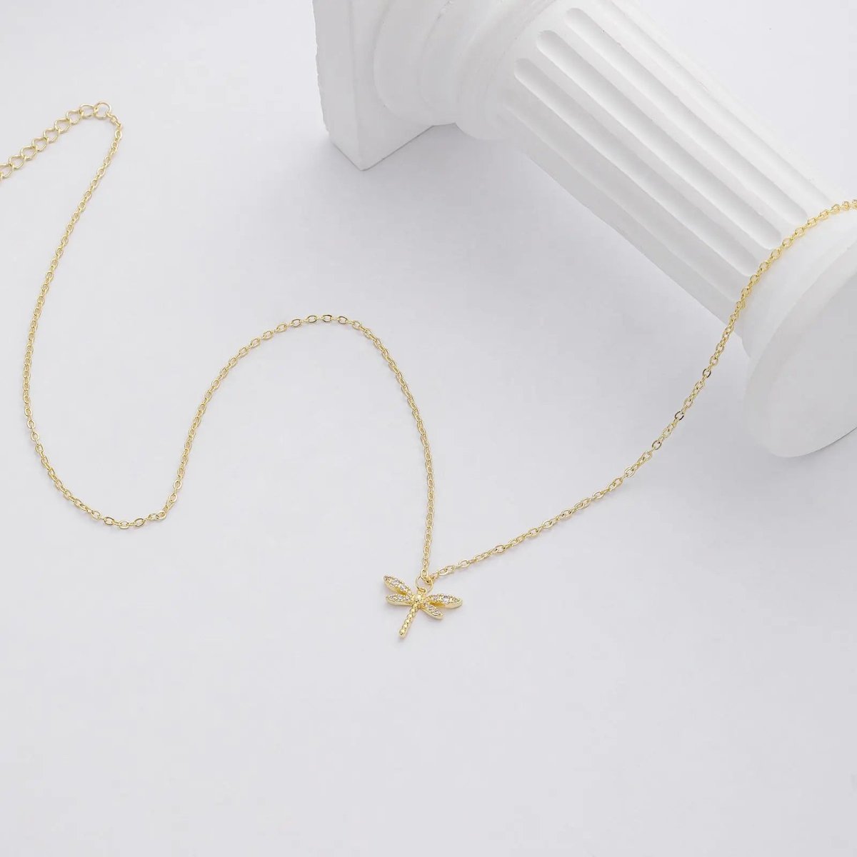 Gosfry Dainty Gold CZ Dragonfly Necklaces - GOSFRY