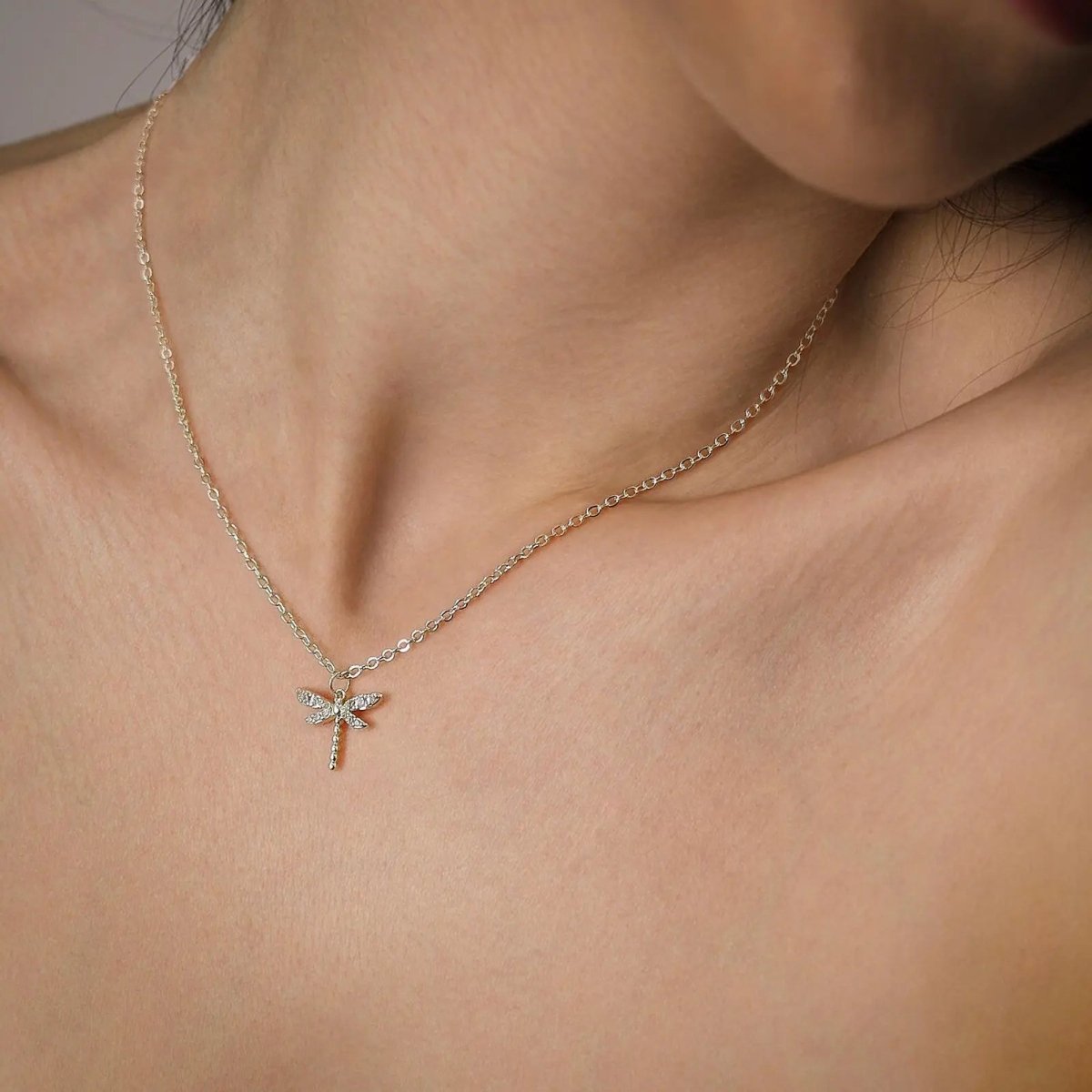 Gosfry Dainty Gold CZ Dragonfly Necklaces - GOSFRY
