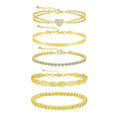 Gosfry Dainty Gold CZ Heart Bracelets Stack - GOSFRY