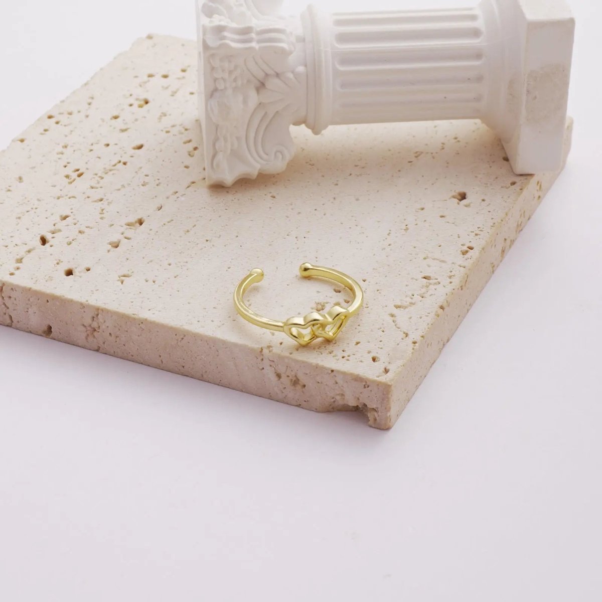 Gosfry Dainty Gold Heart Stackable Rings - GOSFRY