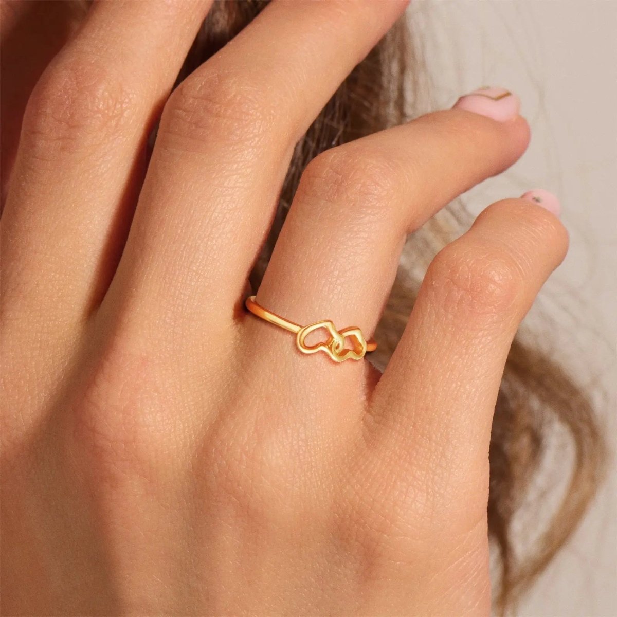 Gosfry Dainty Gold Heart Stackable Rings - GOSFRY