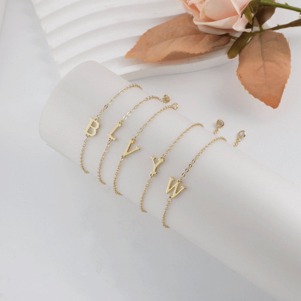 Gosfry Dainty Gold Initial Bracelets - GOSFRY