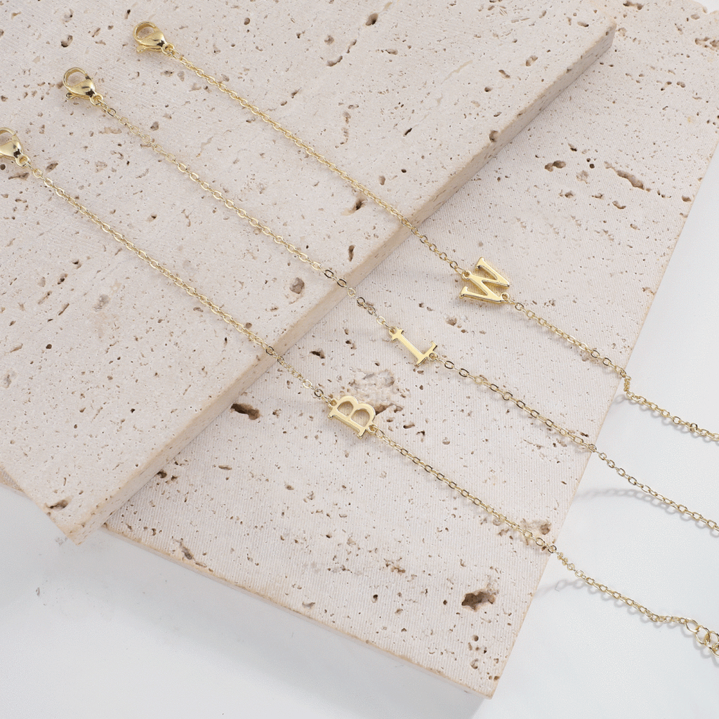 Gosfry Dainty Gold Initial Bracelets - GOSFRY