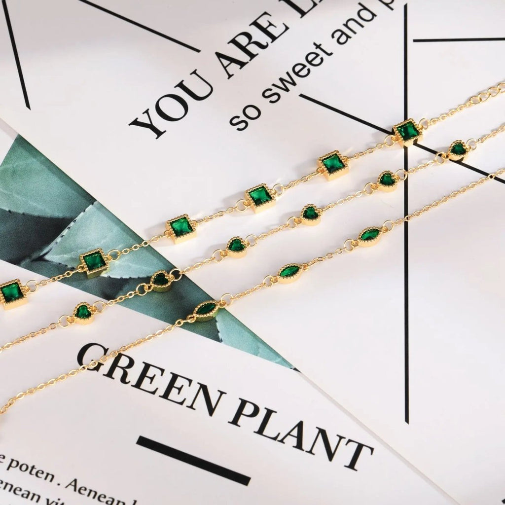 Gosfry Dainty Green CZ Bracelets Stack - GOSFRY