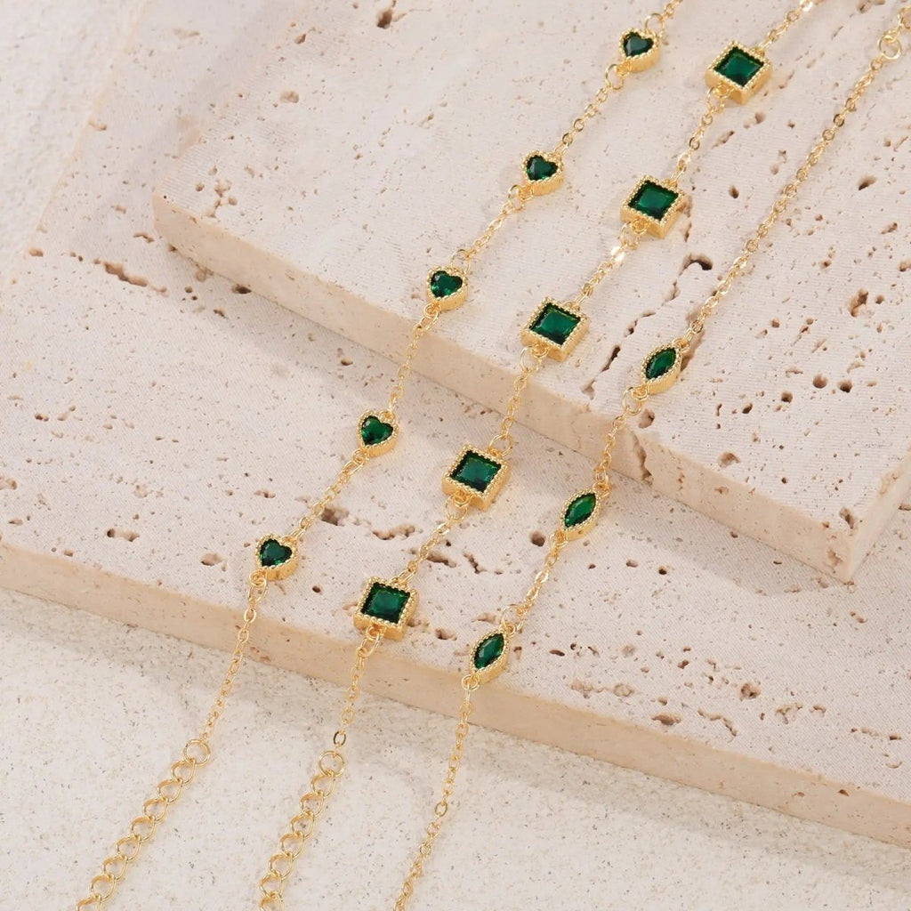 Gosfry Dainty Green CZ Bracelets Stack - GOSFRY