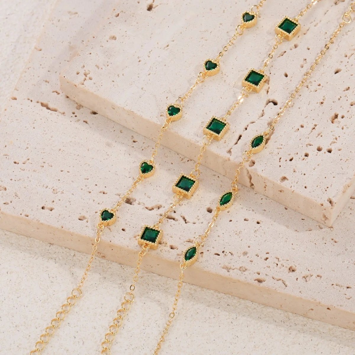 Gosfry Dainty Green CZ Bracelets Stack - GOSFRY