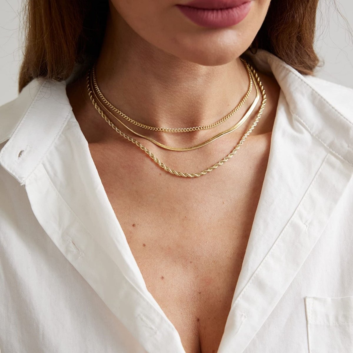 Gosfry Dainty Layered Cuba Twist Necklaces - GOSFRY