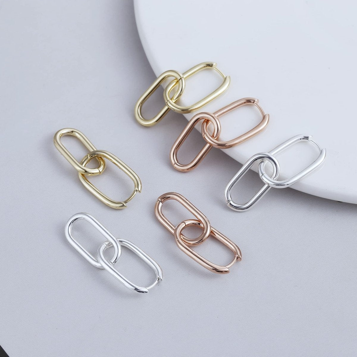 Gosfry Dainty Paperclip Huggie Hoop Earrings - GOSFRY