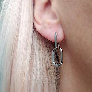 Gosfry Dainty Paperclip Huggie Hoop Earrings - GOSFRY