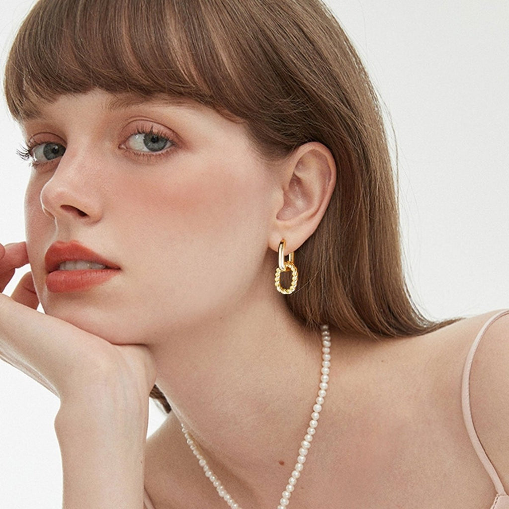 Gosfry Dainty Paperclip Huggie Hoop Earrings - GOSFRY