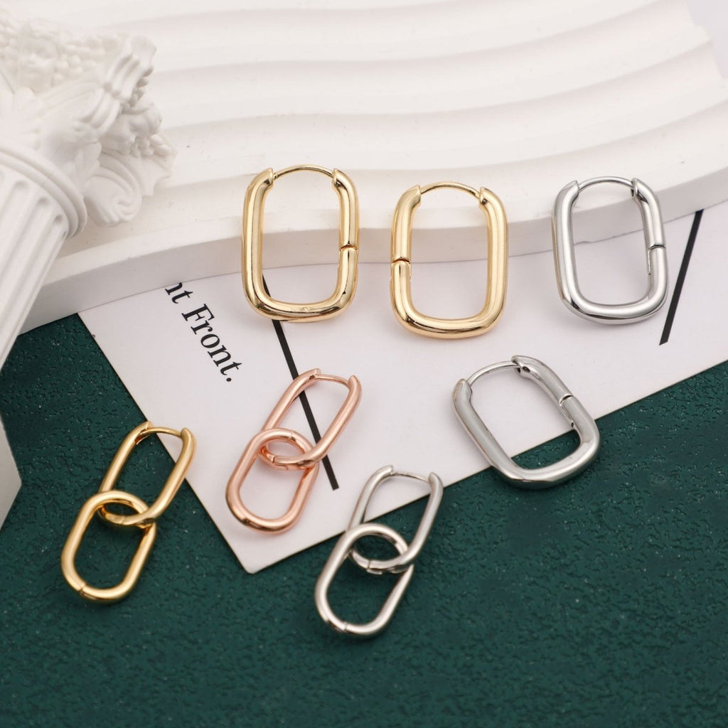 Gosfry Dainty Paperclip Huggie Hoop Earrings - GOSFRY