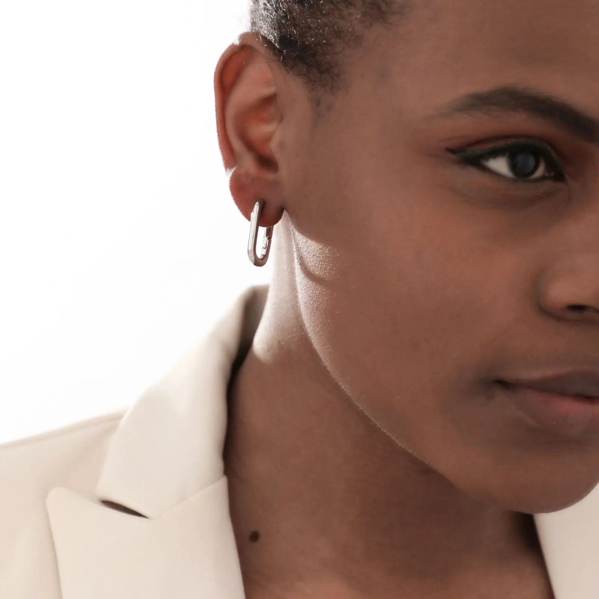 Gosfry Dainty Paperclip Huggie Silver Hoop Earrings - GOSFRY