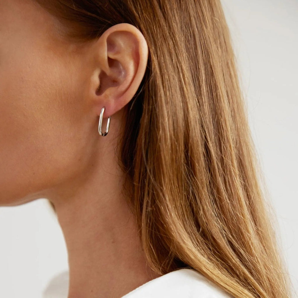 Gosfry Dainty Paperclip Huggie Silver Hoop Earrings - GOSFRY