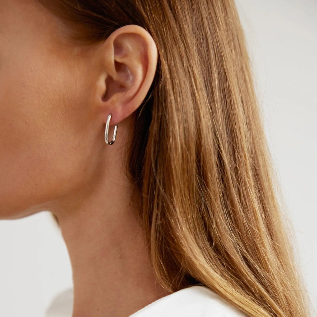 Gosfry Dainty Paperclip Huggie Silver Hoop Earrings - GOSFRY