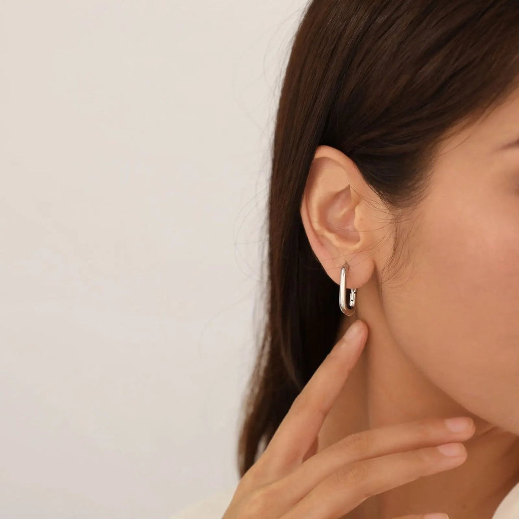 Gosfry Dainty Paperclip Huggie Silver Hoop Earrings - GOSFRY