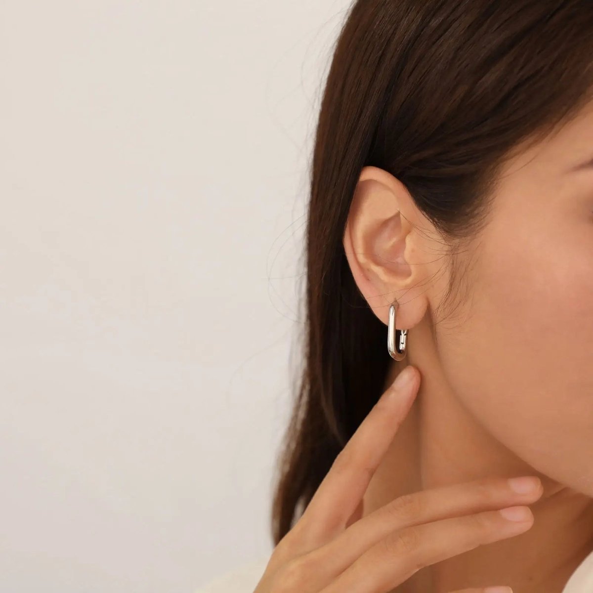 Gosfry Dainty Paperclip Huggie Silver Hoop Earrings - GOSFRY