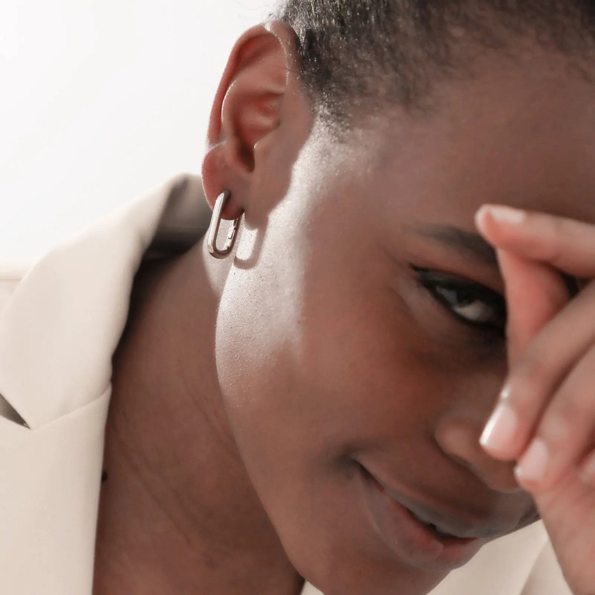 Gosfry Dainty Paperclip Huggie Silver Hoop Earrings - GOSFRY