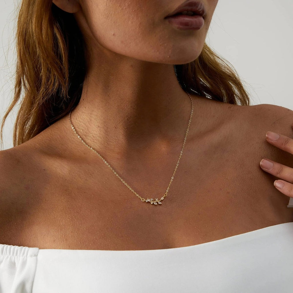 Gosfry Diamond Leaf Flower Necklaces - GOSFRY