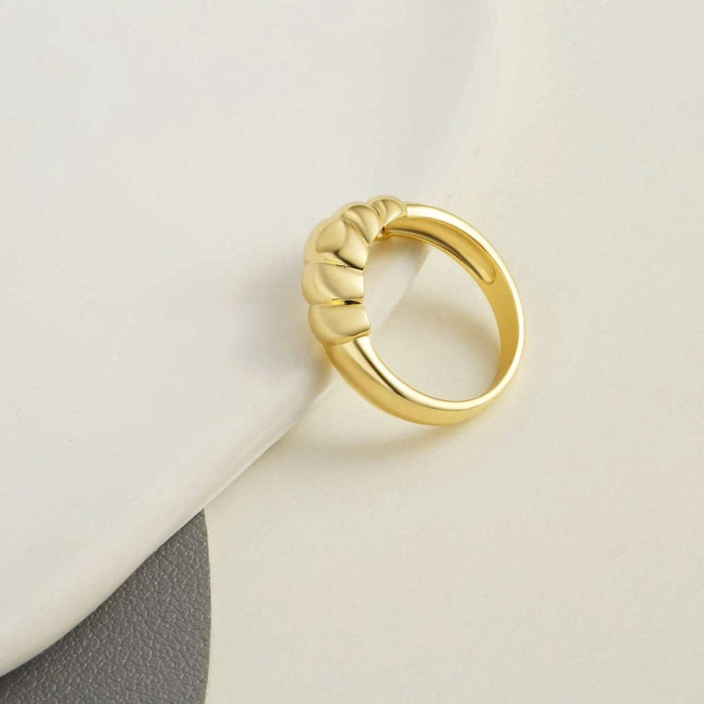 Gosfry Gold Croissant Dome Rings Size 6 to 9 - GOSFRY