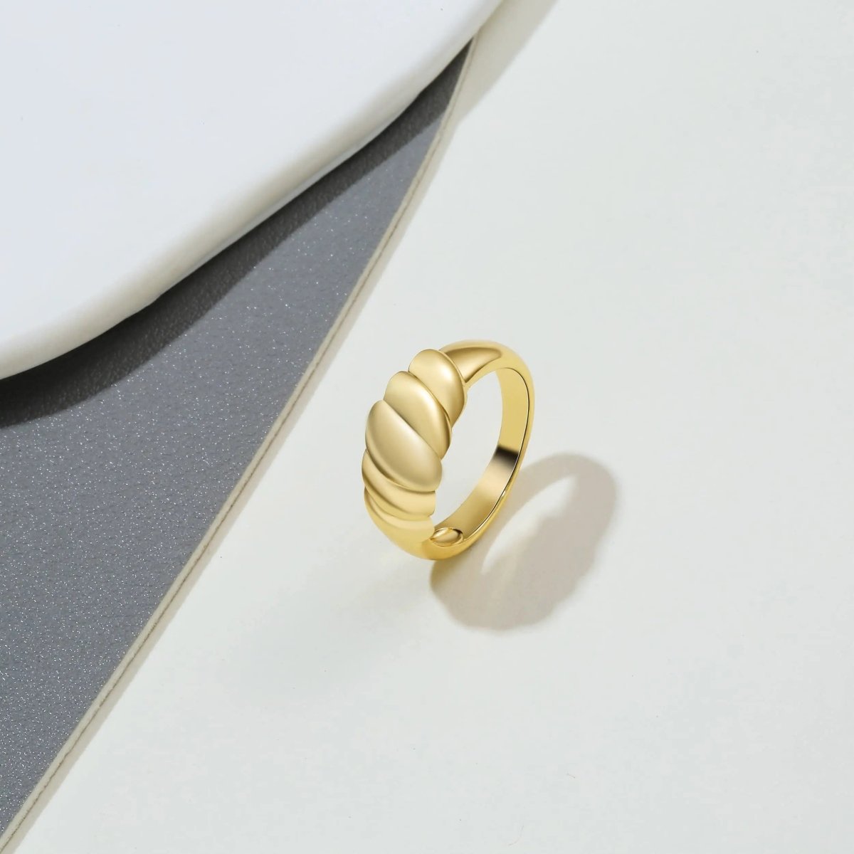 Gosfry Gold Croissant Dome Rings Size 6 to 9 - GOSFRY