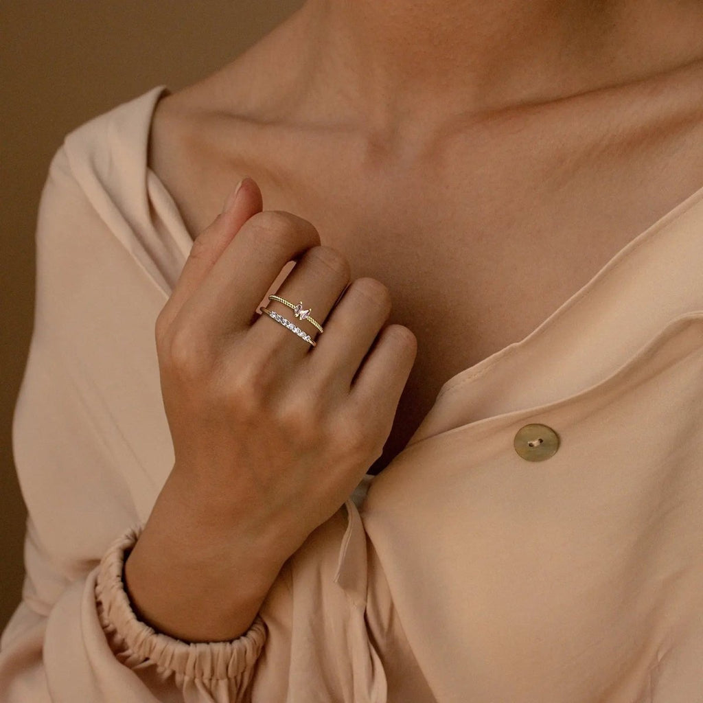 Gosfry Gold CZ Stacking Rings - GOSFRY