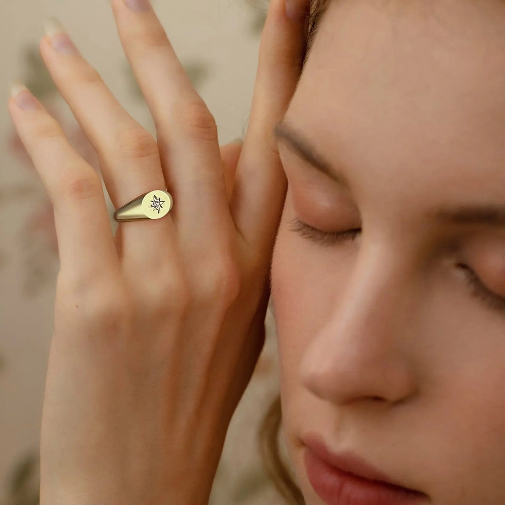 Gosfry Gold Engraved Rings with Flower Size 6 to 9 - GOSFRY