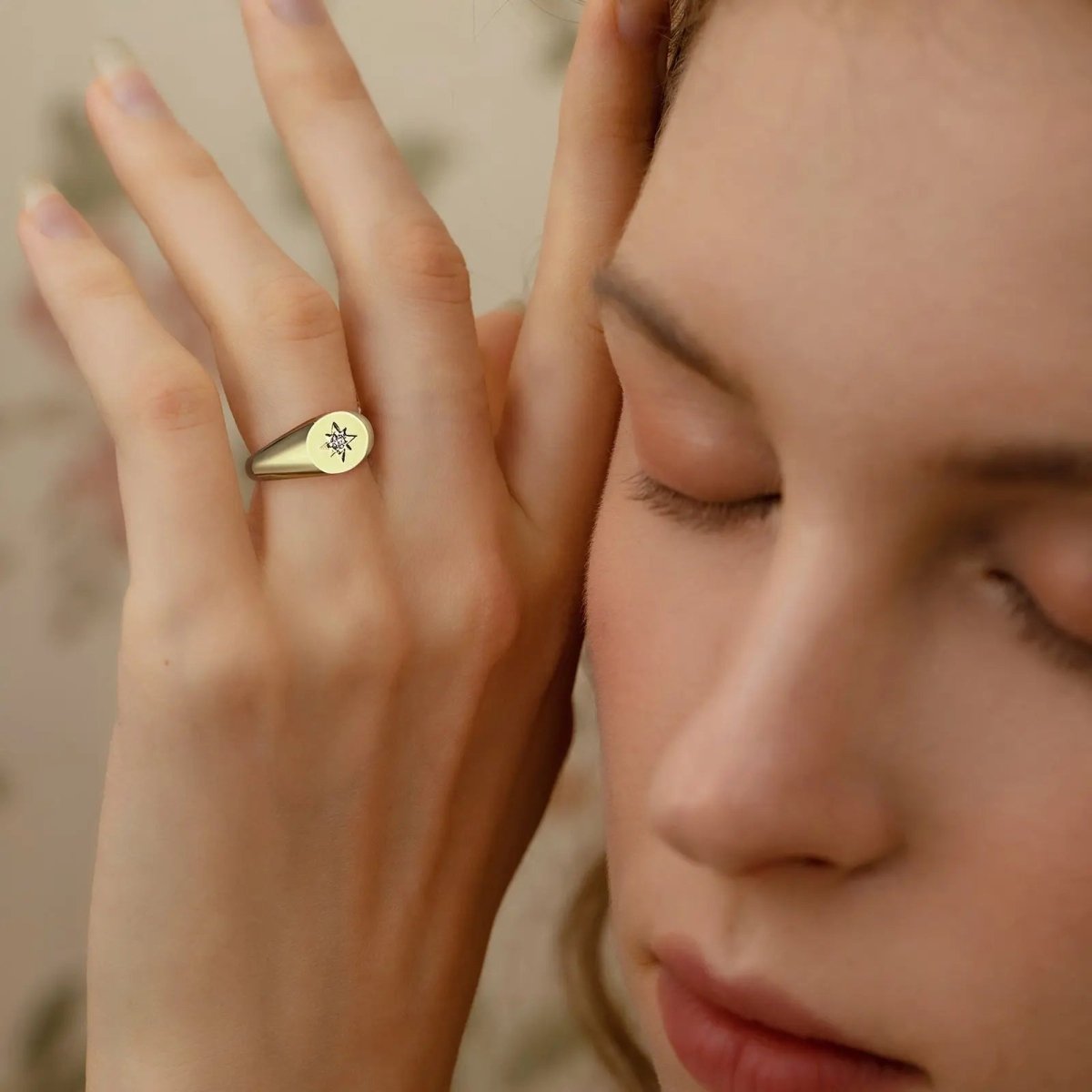 Gosfry Gold Engraved Rings with Flower Size 6 to 9 - GOSFRY