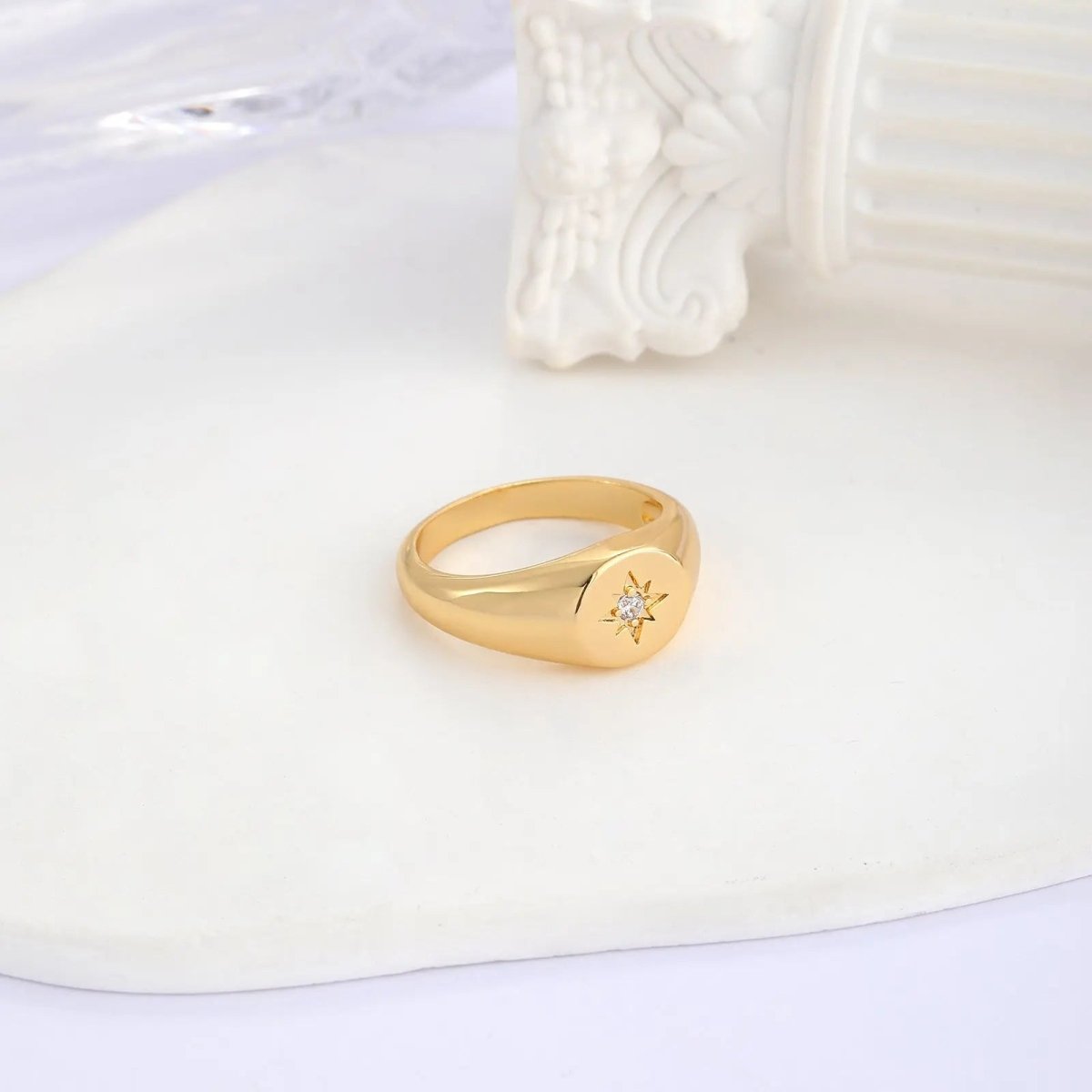 Gosfry Gold Engraved Rings with Flower Size 6 to 9 - GOSFRY