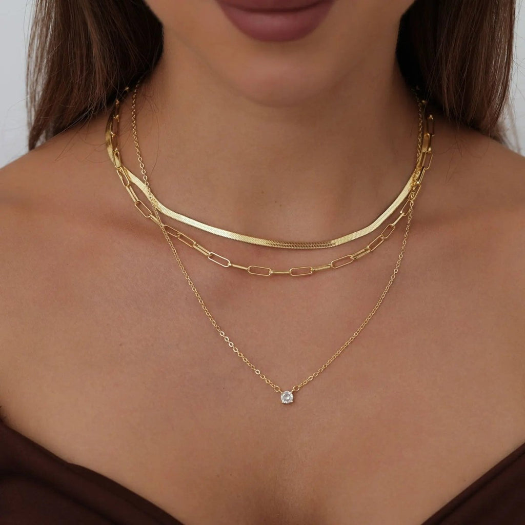 Gosfry Gold Filled Cubic Zirconia Necklaces - GOSFRY
