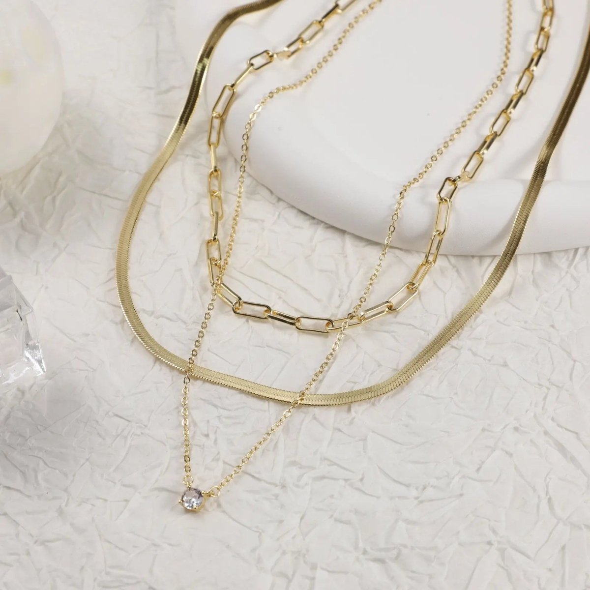 Gosfry Gold Filled Cubic Zirconia Necklaces - GOSFRY